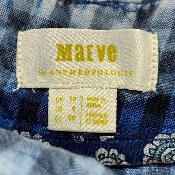 Maeve Anthropologie Women's Plaid Avryl Bleached Slim Pants Blue Size 6 - Picture 13 of 16